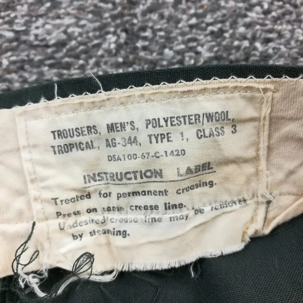 Vintage US Army Tropical Trousers - 1967 Vietnam War AG 344 Class 3 Pants 44x30